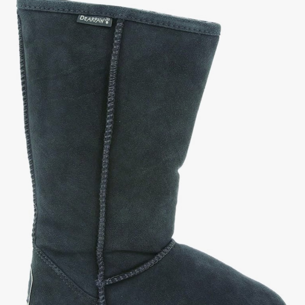 BEARPAW Women's Emma Tall 612-W Boot, Charcoal, 6 Suede Sheepskin